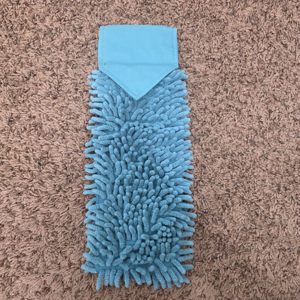 Norwex Chenille Hand Towel Hanging Teal Microfiber BacLock Blue New